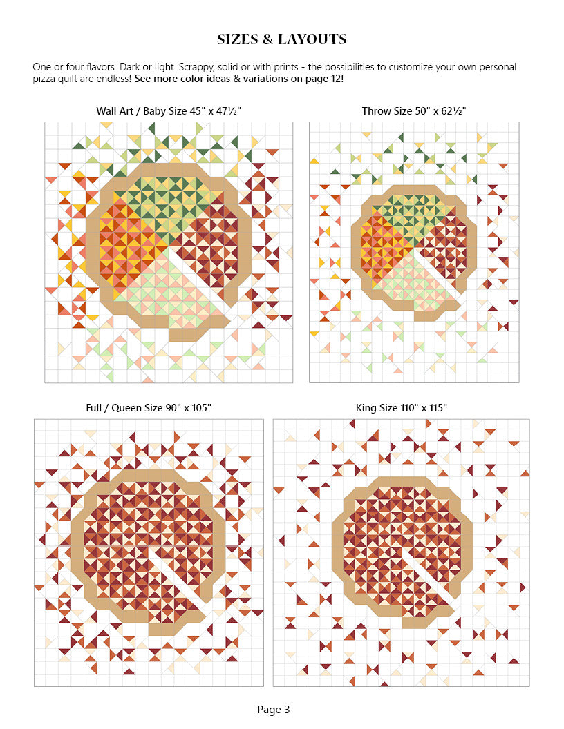 Exploding Pizza Quilt Pattern *DIGITAL PDF*
