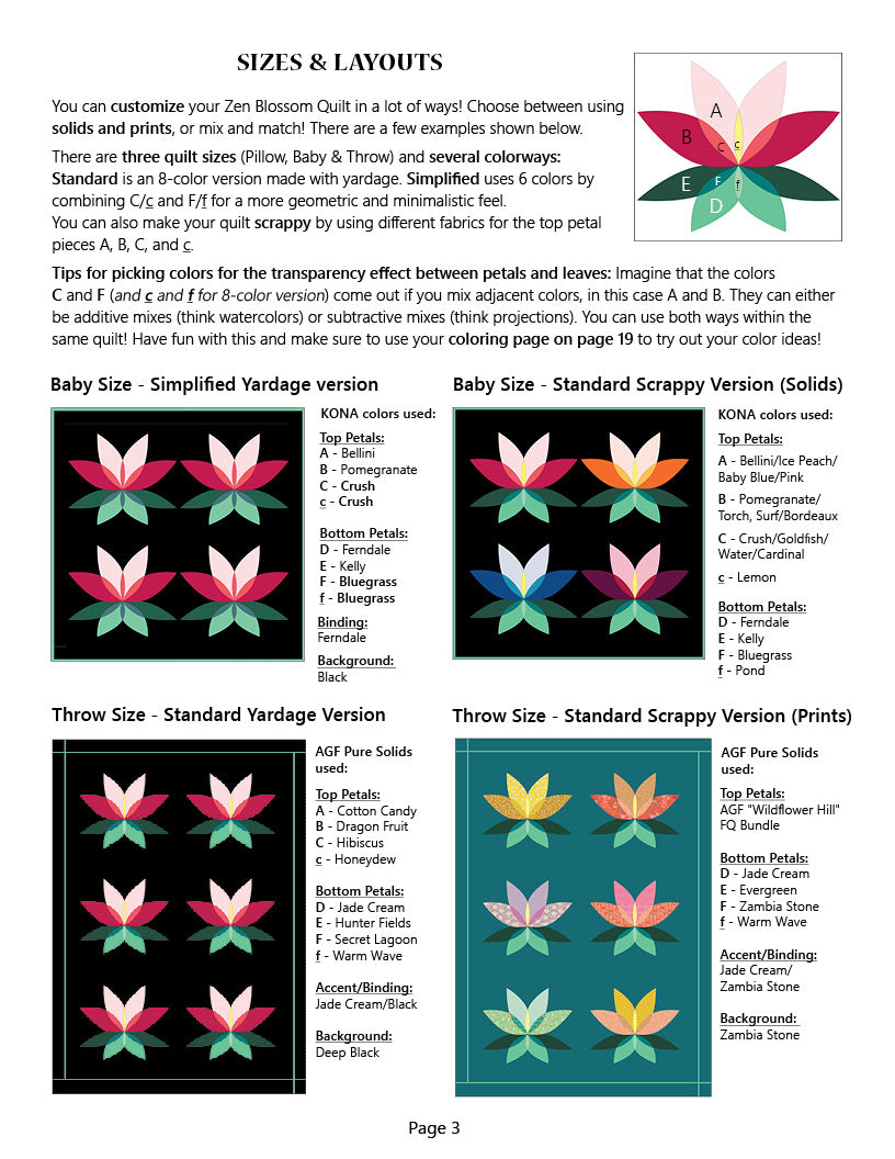 Zen Blossoms Quilt Pattern *DIGITAL PDF*