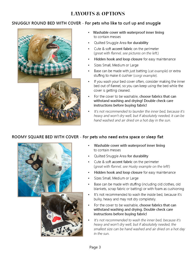 Dainty Paws Quilted Pet Bed Pattern *DIGITAL PDF*