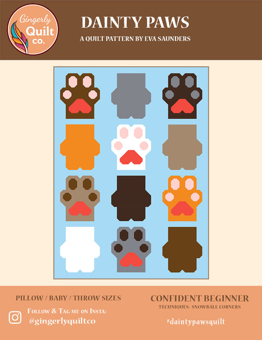 Dainty Paws Quilt Pattern *DIGITAL PDF*