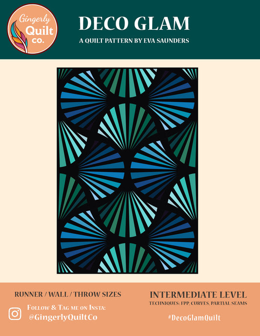Deco Glam Quilt Pattern (US Letter size) *DIGITAL PDF*