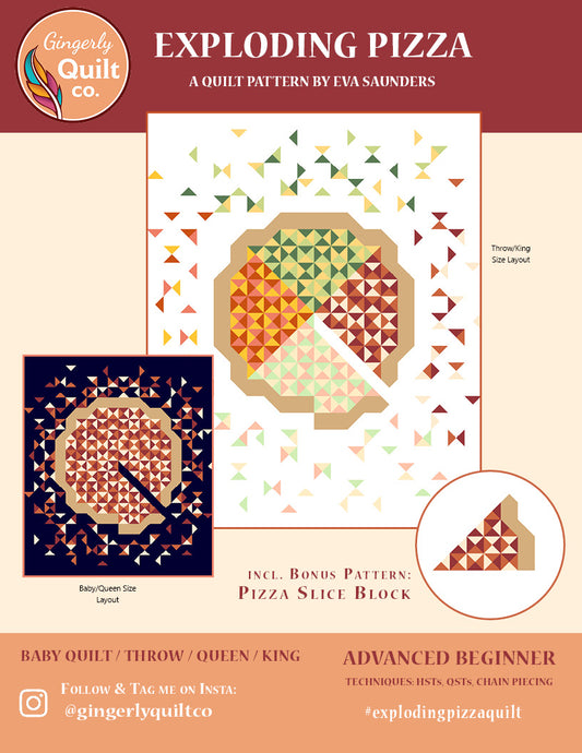 Exploding Pizza Quilt Pattern *DIGITAL PDF*